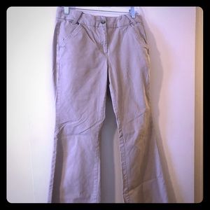 Lands End kaki mid rise flare pants size 6